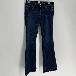 American Eagle Outfitters Womens Jeans Wide Leg Dark Blue Size 8  Denim Bottoms